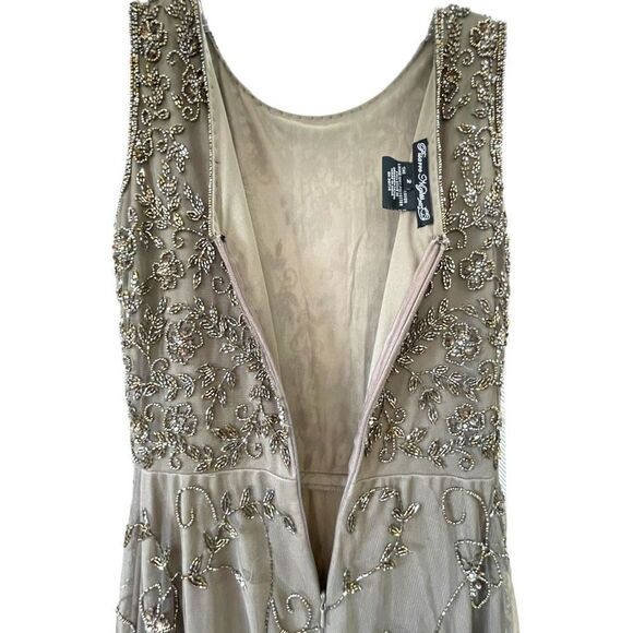 PISSARRO NIGHTS Brown Mocha Gown Beaded Mesh With Jacket Size 2 NWT - Picture 8 of 16